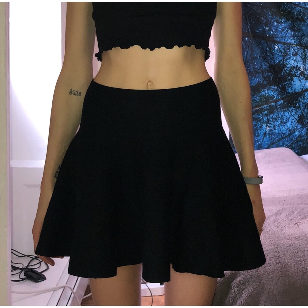 Soft black high-rise skater skirt